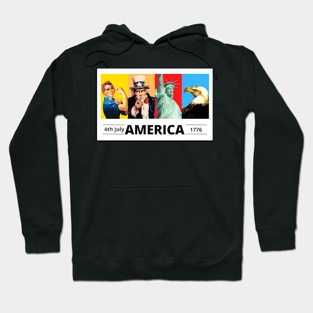 America July 4th Independence 1776 Hoodie by Ashley-Bee